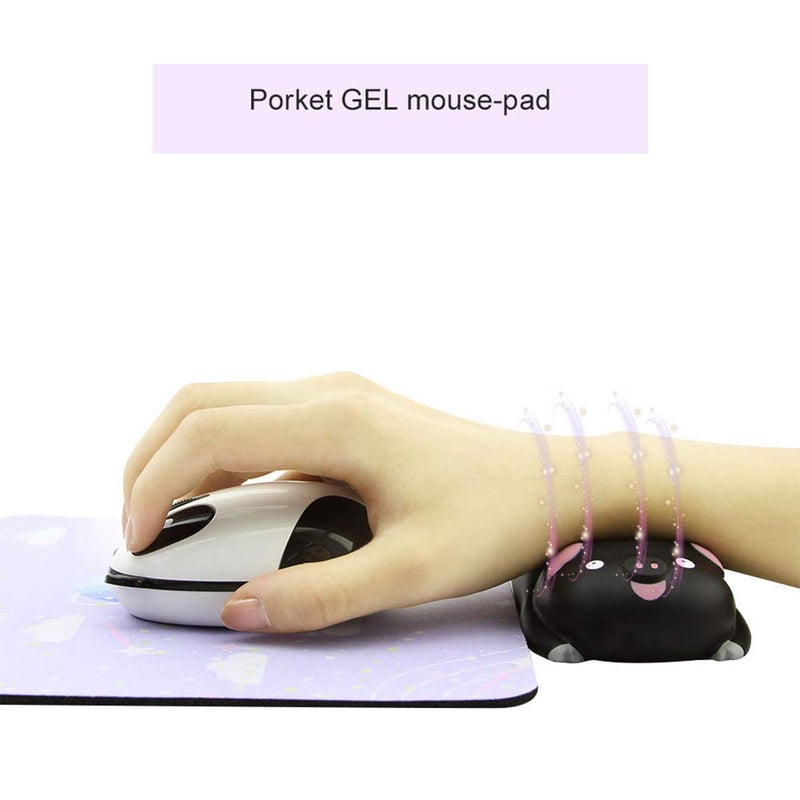 Sunffice Small Wrist Rest Mouse Pad, Mini Cute Pig Ergonomic Mousepad Memory Foam Design Pig Shape Wrist Support Pillow Rest Cushion Mat for Office Computer Laptop,Comfortable and Pain Relief(Black) - Image 3